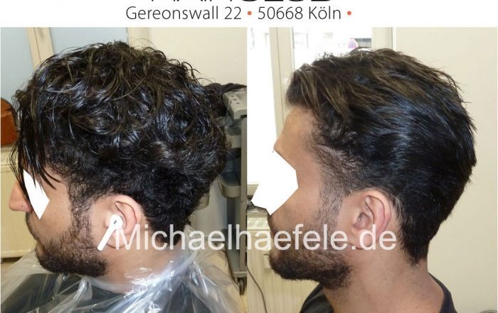 Vorher-Nachher-Ergebnisse der permanenten Haarglättung mit Yuko. Hair Type 3 lockige krause Haare.