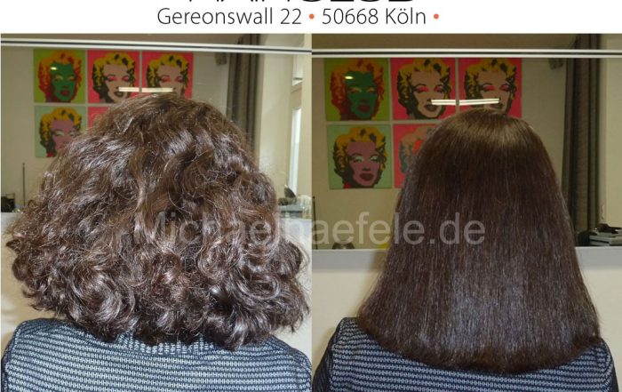 Vorher-Nachher-Ergebnisse der permanenten Haarglättung mit Yuko. Hair Type 3 lockige und krause Haare.