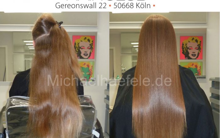 Hair Type 1 B glatte Haare vor und nach der YUKO Haarglättung.